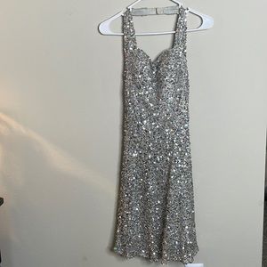 Silver Sequin Mini Dress